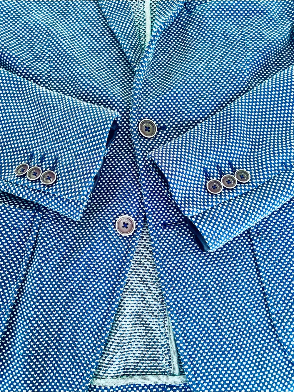 Woven Stretch ZARA Blue Patterned Men's Jacket - Picture 4 of 11
